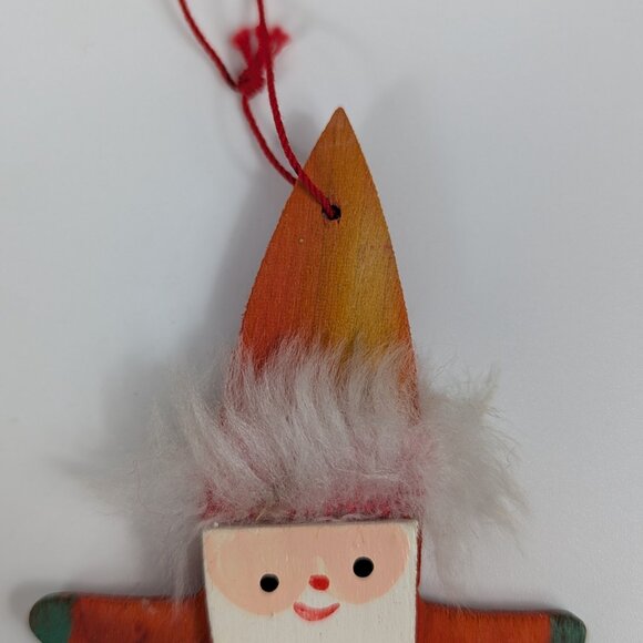 Vintage Bo-Strom Flat Wooden Santa Ornament Made in Sweden - Picture 5 of 6